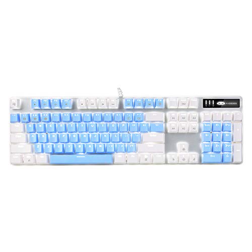 MageGee Mechanical Gaming Keyboard, New Upgraded Blue Switch 104 Keys White Backlit Keyboards, USB Wired Mechanical Computer Keyboard for Laptop, Desktop, PC Gamers(White & Blue)