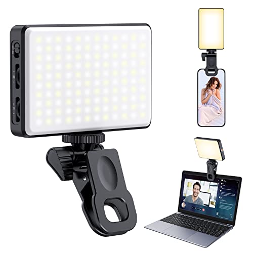 Meixitoy 120 LED Phone Light, Selfie Light, 5000Mah Rechargeable Clip Video Light, Adjusted 3 Light Modes, for Phone, Camera, Laptop, iPad, Light for Phone for Selfie, Video Conference, TikTok, Vlog