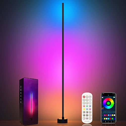 Miortior Corner Floor Lamp - Smart RGB LED Corner Lamp with App and Remote Control, 16 Million Colors & 68+ Scene, Music Sync, Timer Setting - Ideal for Living Rooms, Bedrooms, and Gaming Rooms