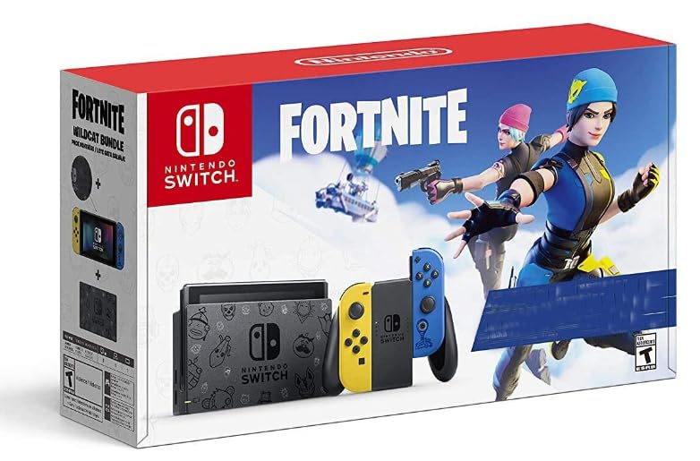 Nintendo Switch Blue and Yellow Joy con, WildCat Fortnite Code is NOT Included, with ELMTech