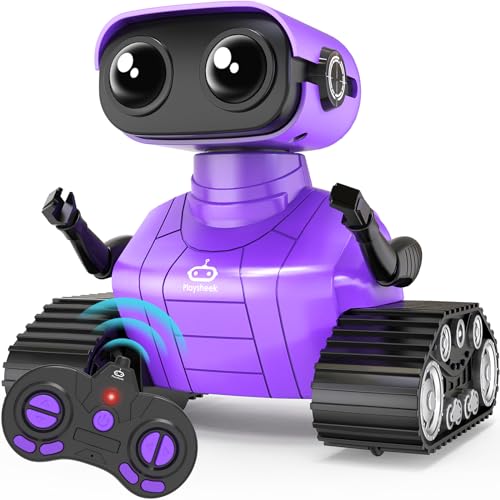 Playsheek Robot Toys Remote Control Robot Toy Rechargeable Emo Robot with Auto-Demonstration Kids Robot RC Robot for Kids Smart Robot Gift for Children Age 3 Years and Up Purple