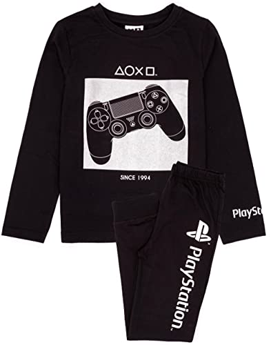 Playstation Pyjamas Boys Kids Long Sleeve Black Controller T Shirt Bottoms 7-8 years