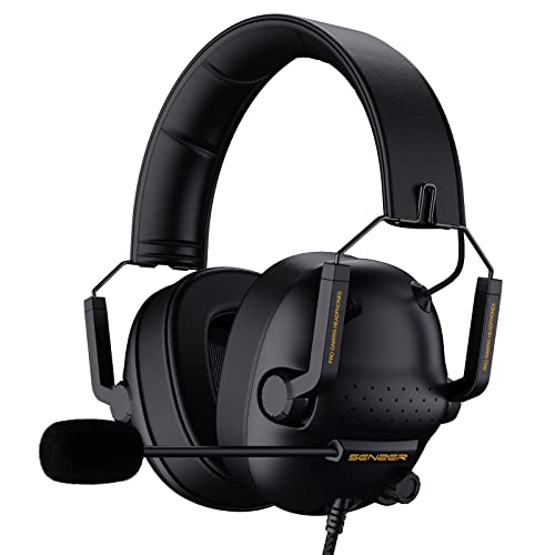 SENZER SG500 Surround Sound Pro Gaming Headset with Noise Cancelling Microphone - Soft Memory Foam Padding - Portable Foldable Headphones for PC, PS4, PS5, Xbox One, Switch - Black