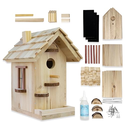 SparkJump Premium Wooden Bird House Kit | Build it Yourself Birdhouse | Birdhouse Kits for Adults to Build | DIY Bird House Kit and Woodworking Adult Crafts | Birdhouse Kits for Kids and Adults