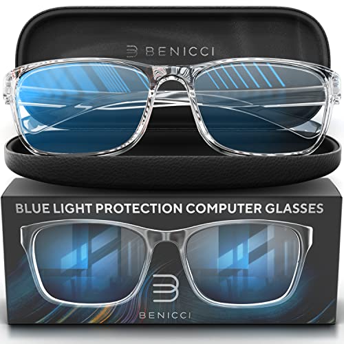 Stylish Blue Light Computer Blocking Glasses for Men and Women - Ease Digital Eye Strain, Dry Eyes, Headaches and Blurry Vision - Instantly Blocks Glare from Computers and Phone Screens, Case Included