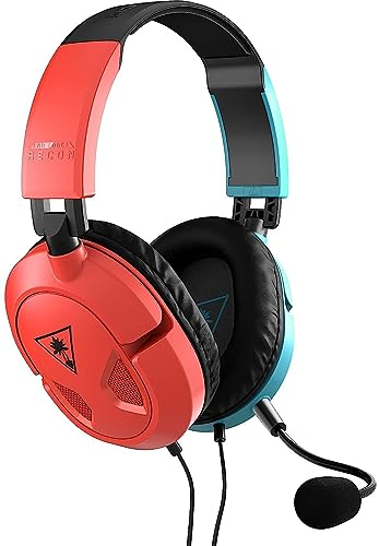 Turtle Beach Recon 50 Gaming Headset for Nintendo Switch, Xbox Series X|S, Xbox One, PS5, PS4, PlayStation, Mobile, & PC with 3.5mm – Removable Mic, 40mm Speakers – Red/Blue