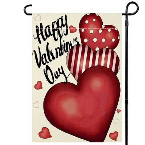 Valentines Day Garden Flag 12x18 Inch Double Sided Love Heart Small Seasonal Valentine’s Day Flag Yard Outdoor Flag Decoration