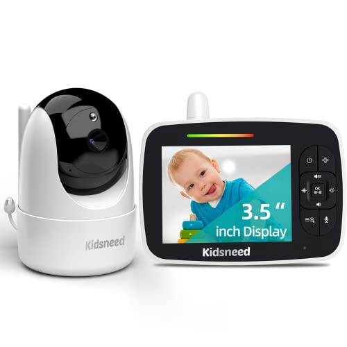 Kidsneed SM935C Baby Monitor with Camera and Audio | Keep Babies Safe with 19 Hour Battery Life, 3.5” Large Screen, Night Vision, Talk Back, Room Temperature, Lullabies, 960ft Range