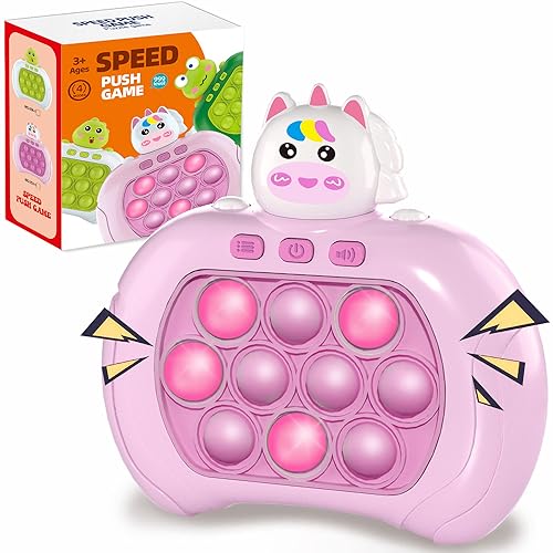 Quick Push Pop Game It Fidget Toys Pro for Kids Adults, Handheld Game Fast Puzzle Game Machine, Push Bubble Stress Toy, Relief Party Favors, Gift for Girls (Pink)